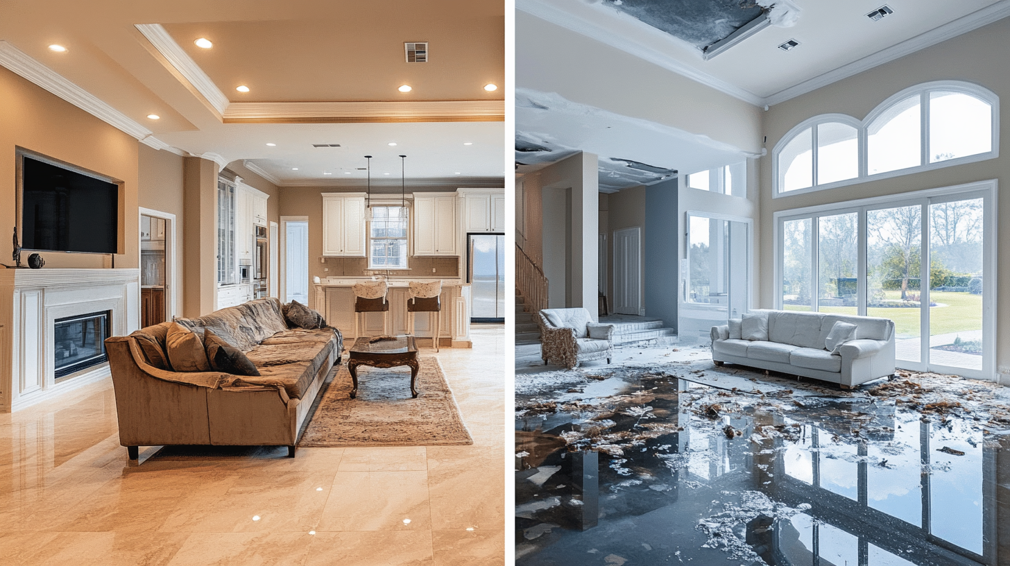Restored interior space after successful water damage restoration