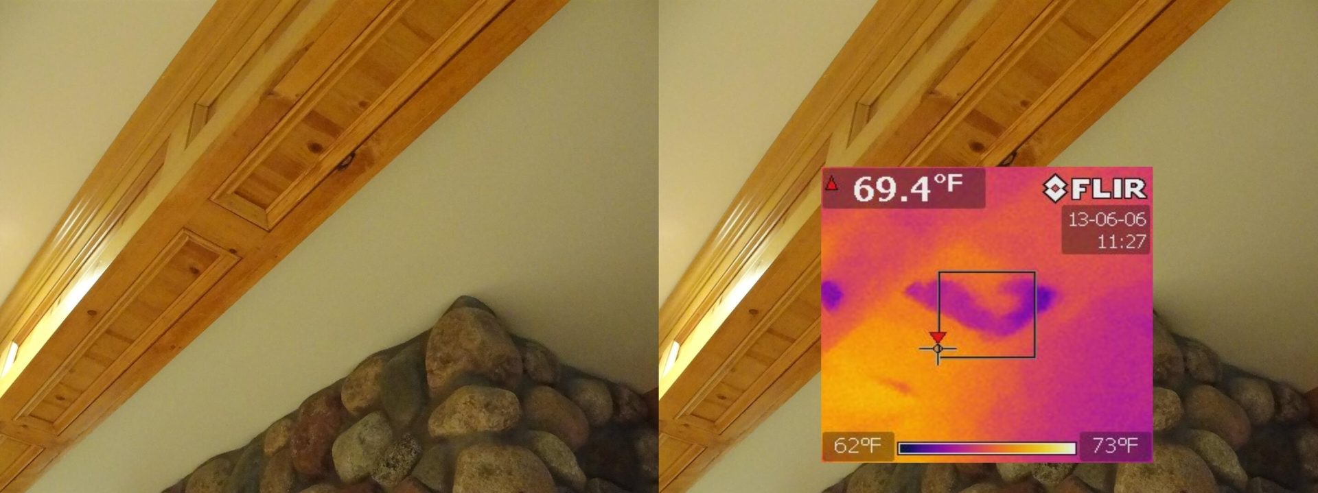 infrared camera showing water intrusion behind drywall North Texas