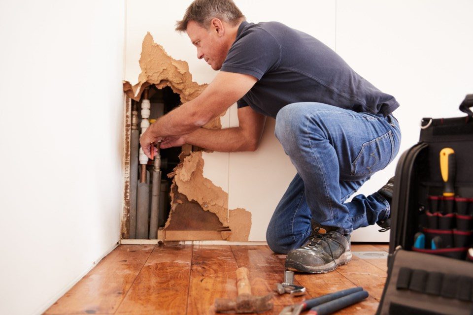 Water damage from a burst pipe in an Anna, Texas home caused by a North Texas winter freeze