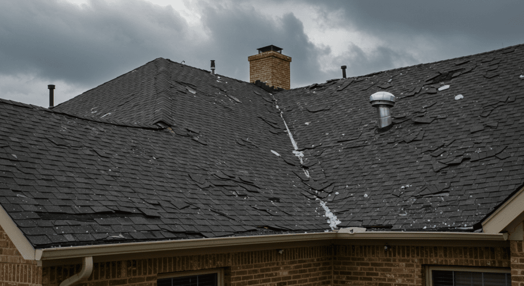 Hail-damaged rental property roof in McKinney, TX requiring professional inspection and restoration