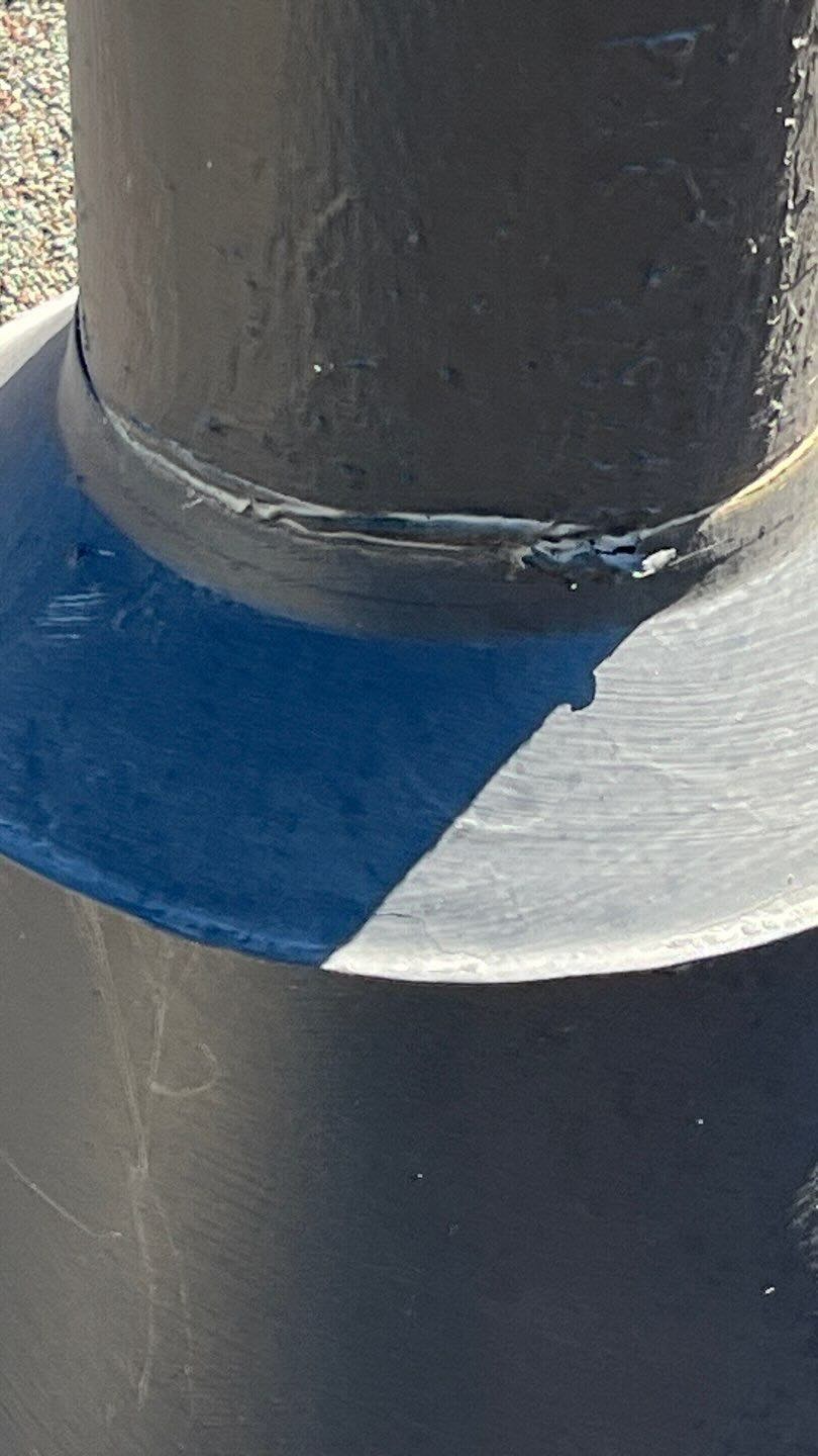 Cracked plumbing vent boot flashing that can allow water into the roof