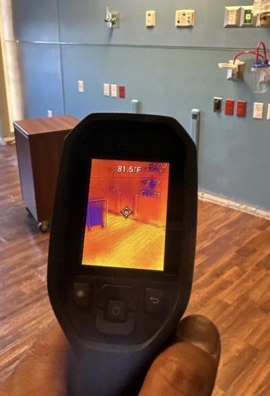 Thermal Imaging Moisture Investigation Thermal imaging camera used during a moisture investigation inside a commercial property