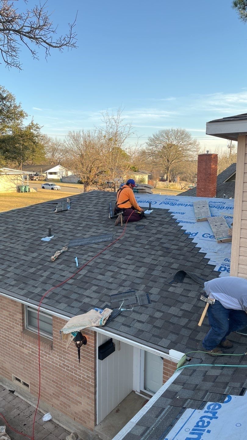 Vent replacement in progress during the roof replacement in Sherman, TX