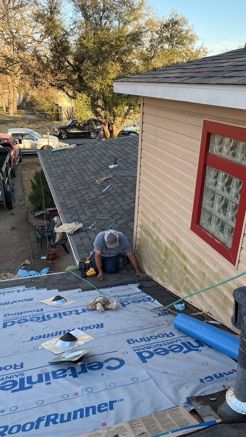 New synthetic underlayment rolled out during the roof replacement in Sherman, TX