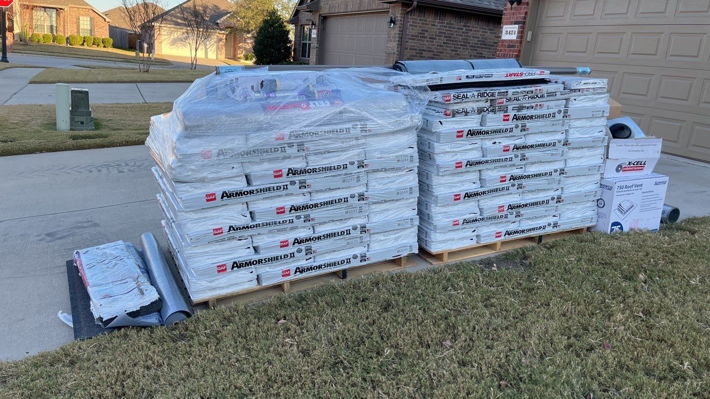 Roof deck exposed after tear-off during the roof replacement in Melissa, TX