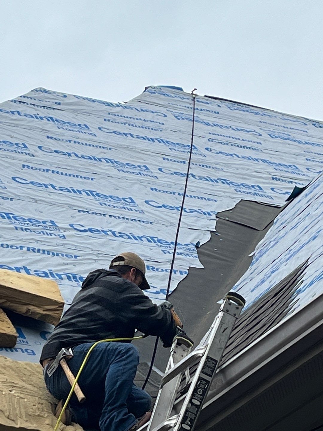 Underlayment covering a full slope during the roof replacement in Sherman, TX