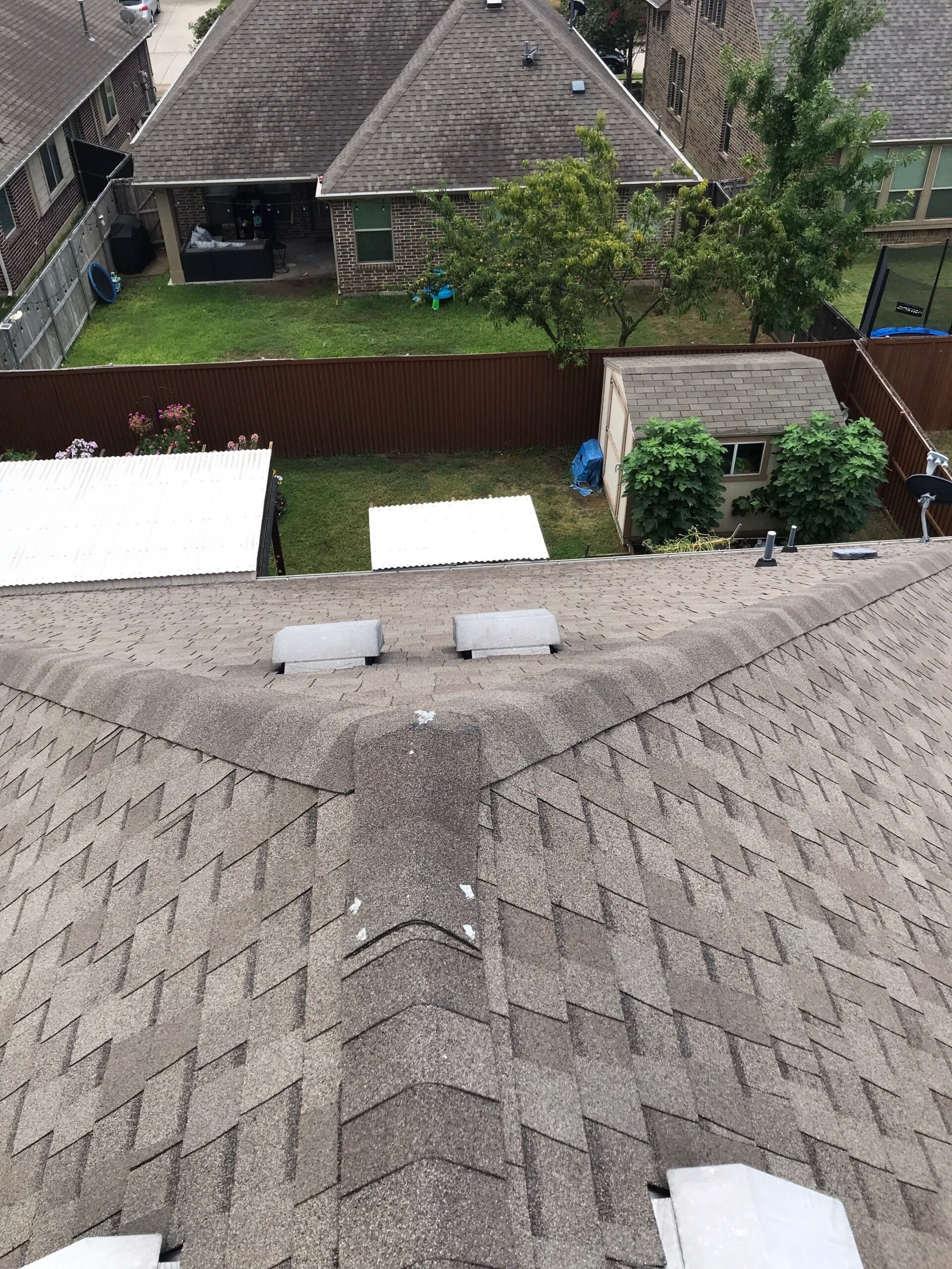 Additional hail impact marks documented before the roof replacement in Melissa, TX