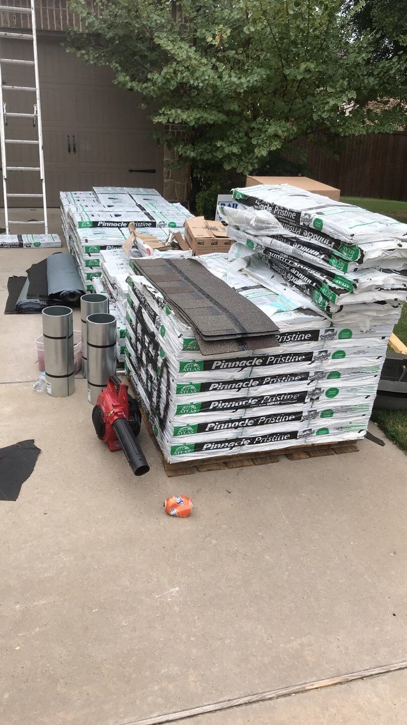 Roof deck exposed after tear-off during the roof replacement in Melissa, TX