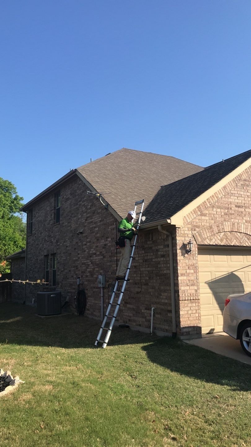 After roof replacement in Anna: finished kickout flashing installed at back door siding transition
