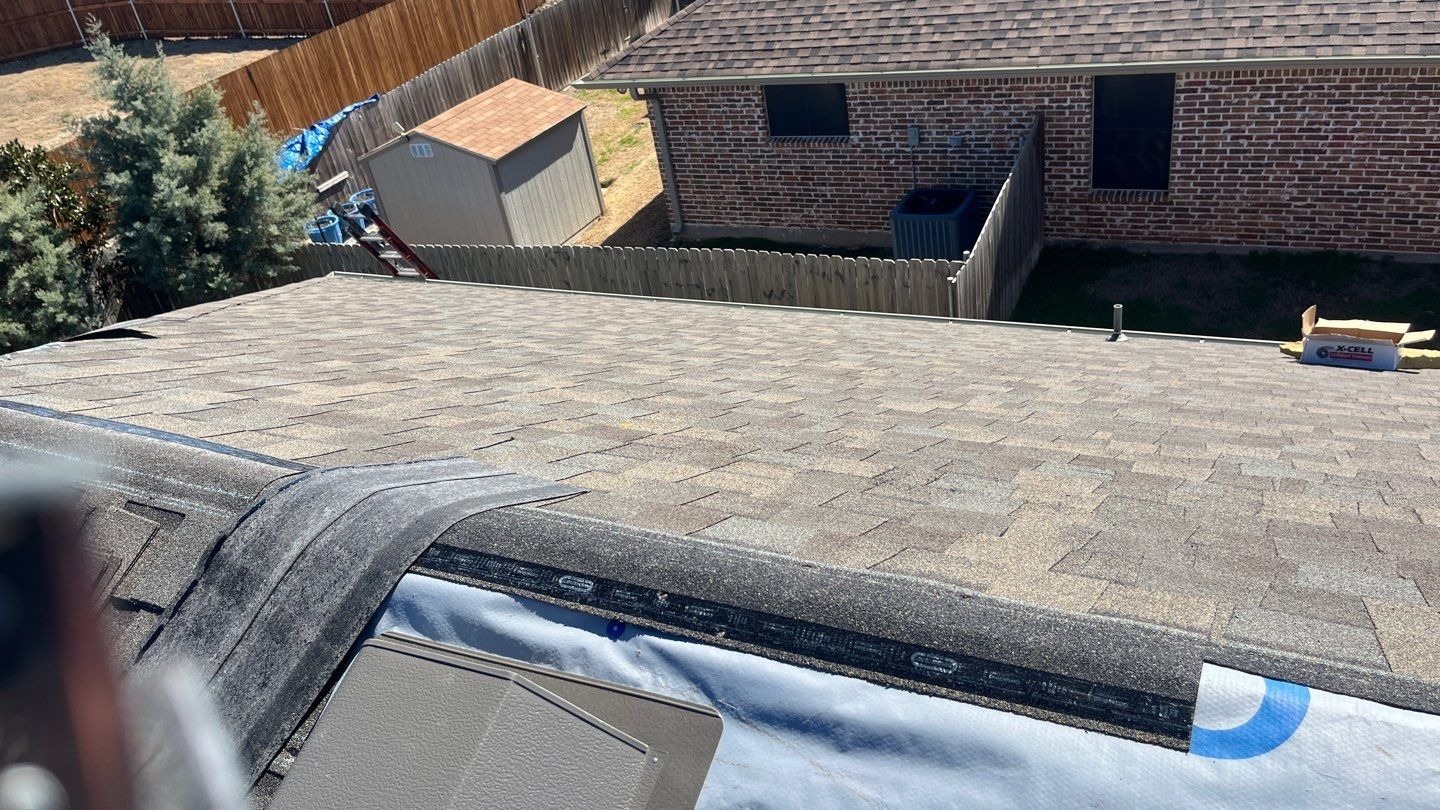 Flashing replacement in progress during the roof replacement in Sherman, TX