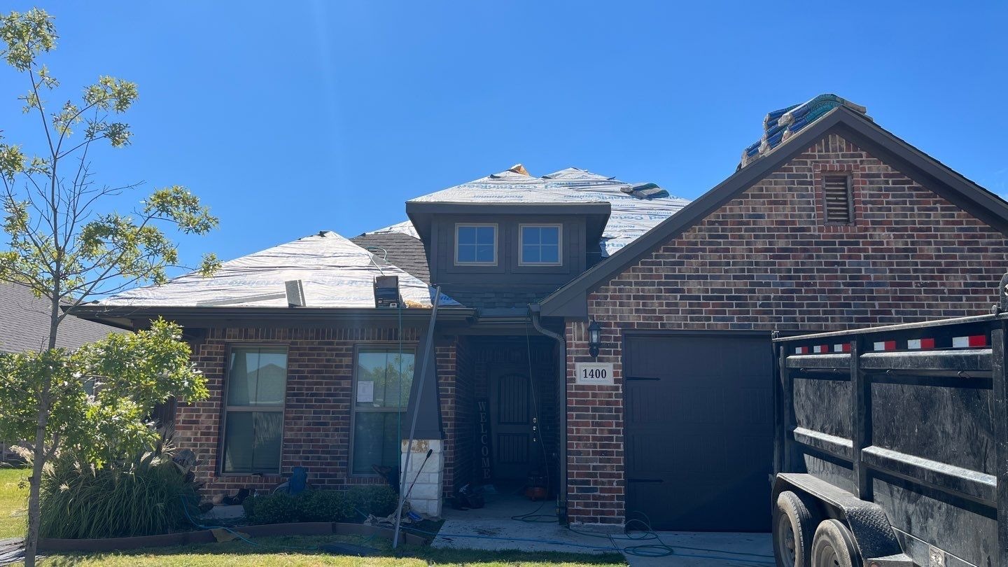Flashing replacement in progress during the roof replacement in Sherman, TX