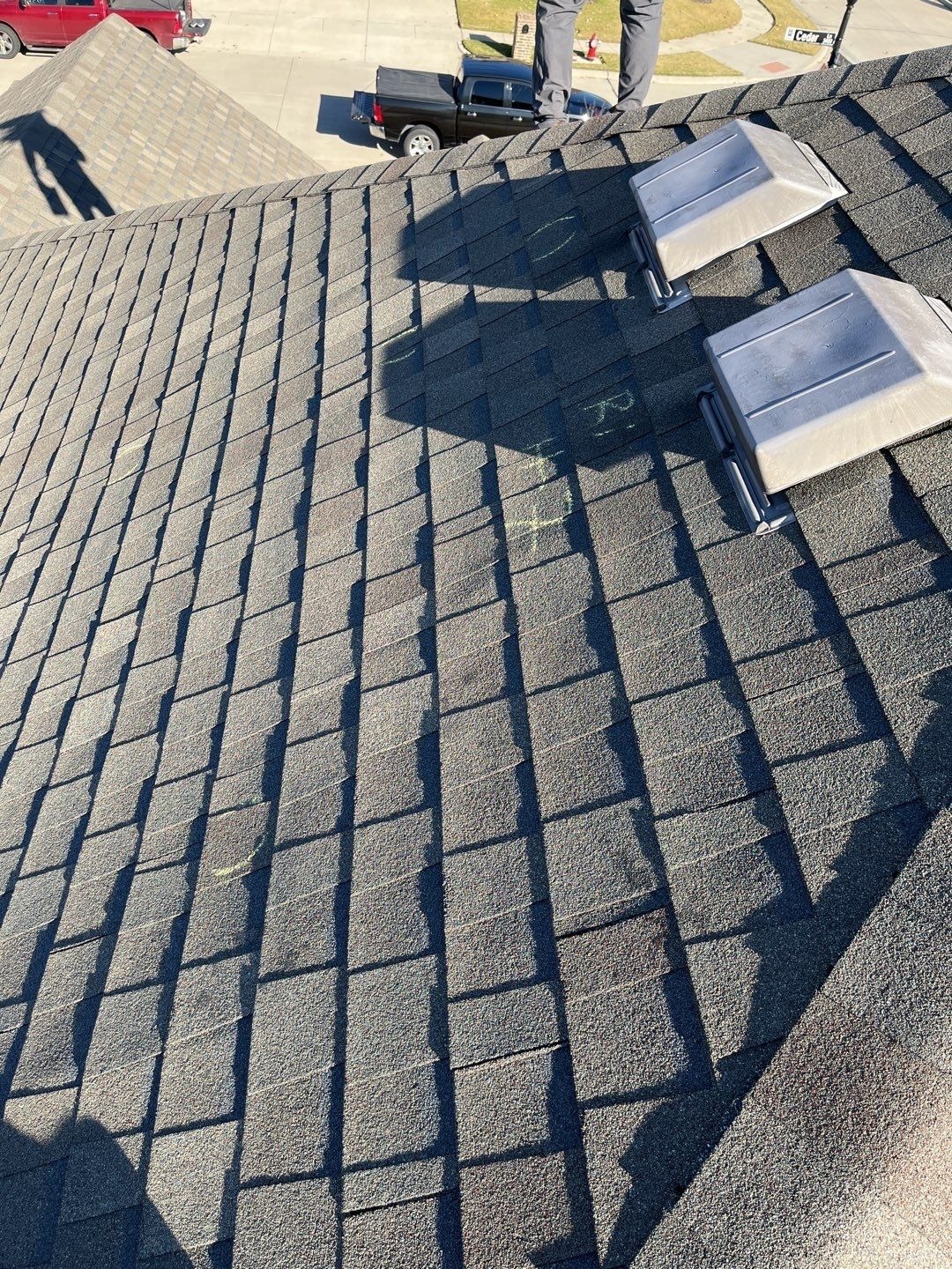 Roof deck exposed during tear-off for the roof replacement in Melissa, TX