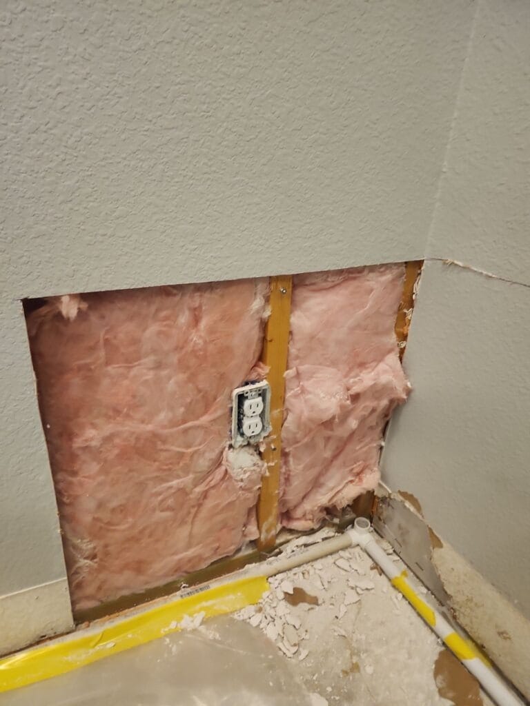 Visible mold growth on wall materials found during mold remediation in Melissa, TX