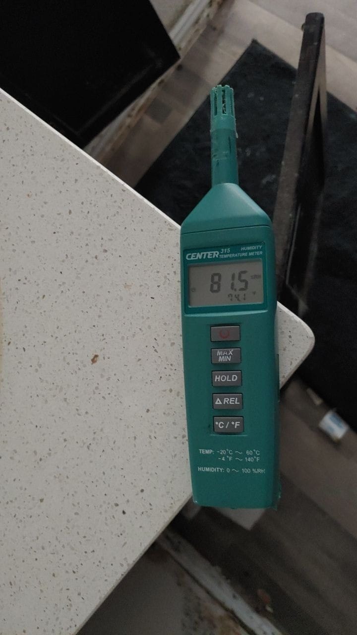 Close-up of affected surface documenting visible mold growth in a Greenville TX rental