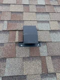 Completed shingle repair and new roof vent after roof repair in Melissa, TX
