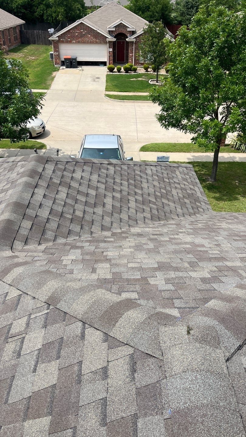 Finished roof replacement in Anna, TX viewed from the ridge