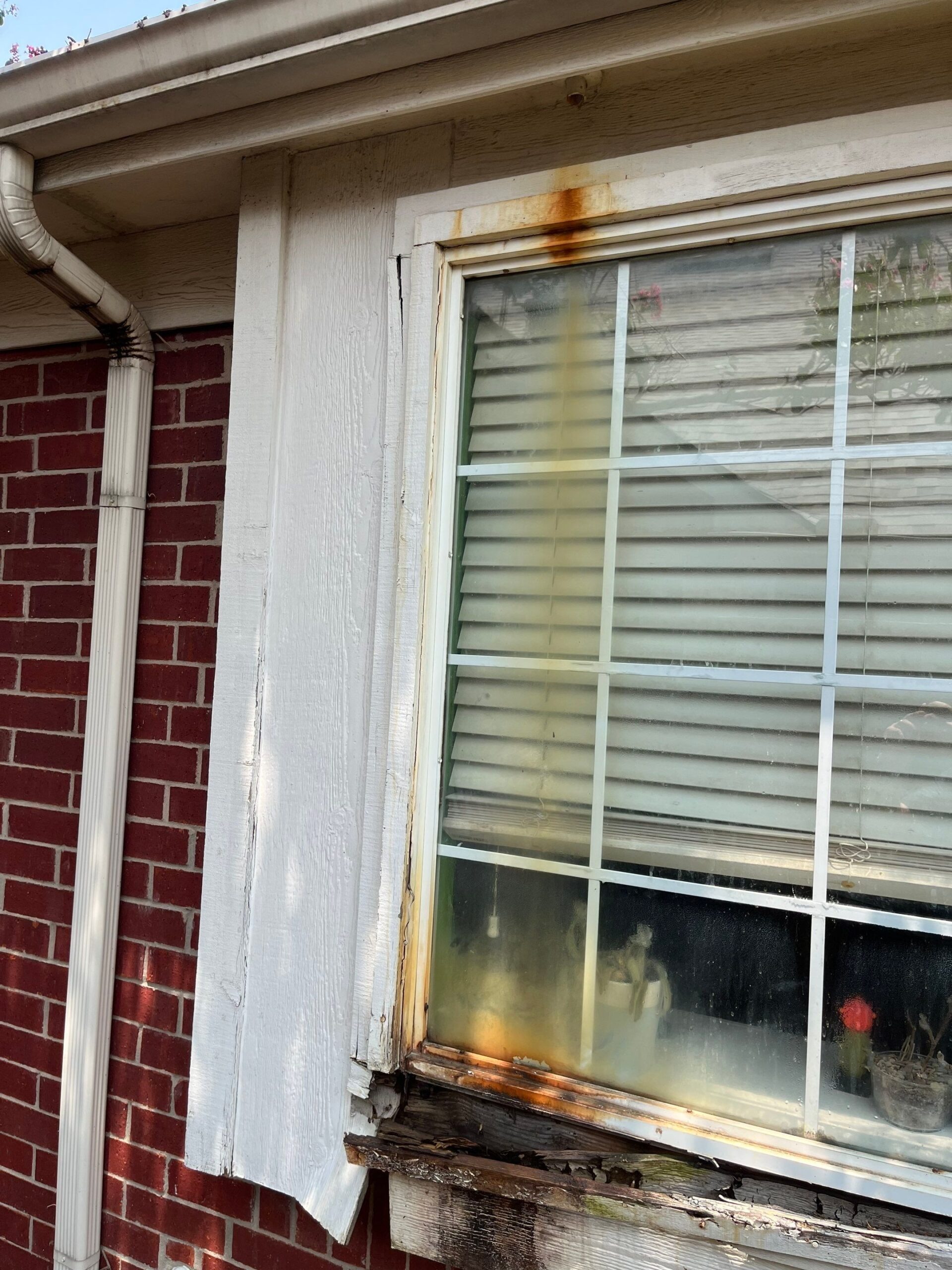 Water-damaged trim boards found during the Allen, TX reconstruction inspection