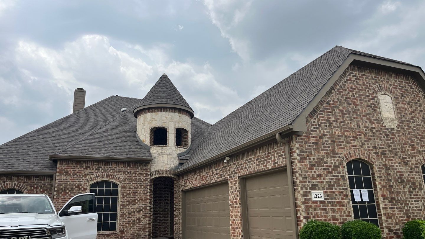 Replaced solar screens shown after the completed Allen roof replacement