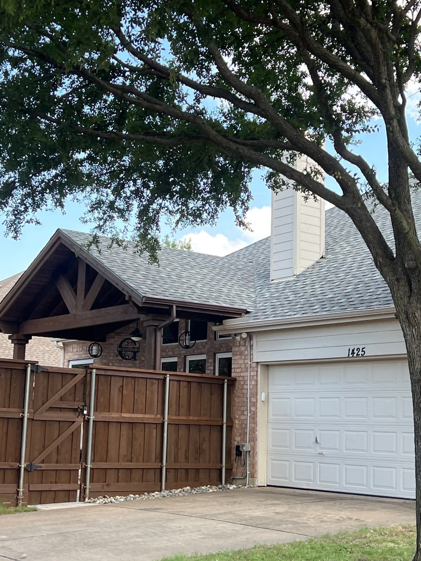 Finished roof slope shown after passing final inspection in Allen