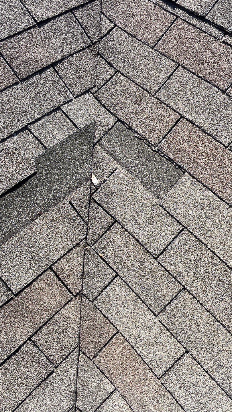 Cracked flashing found during the pre-replacement inspection in Allen, TX