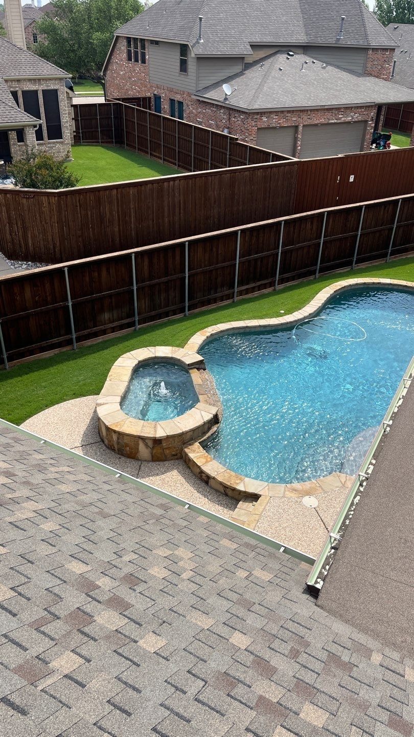 Wind-damaged shingle edges documented before work began in Allen, TX