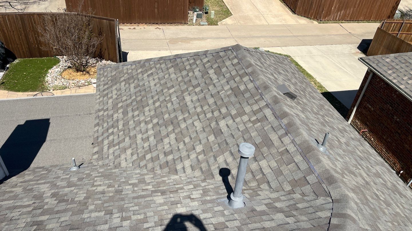 Completed roofline view following the roof replacement in Allen, TX