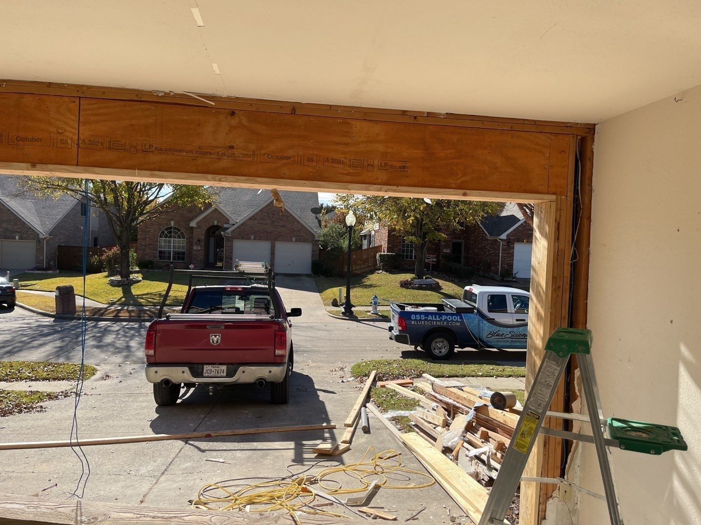 New structural header being positioned during the reconstruction in McKinney, TX
